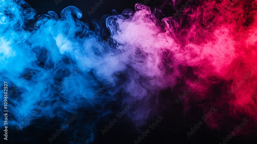 Mesmerizing Swirl of Blue and Red Smoke on Dark Background : Generative AI Mesmerizing Swirl of Blue and Red Smoke on Dark Background : Generative AI