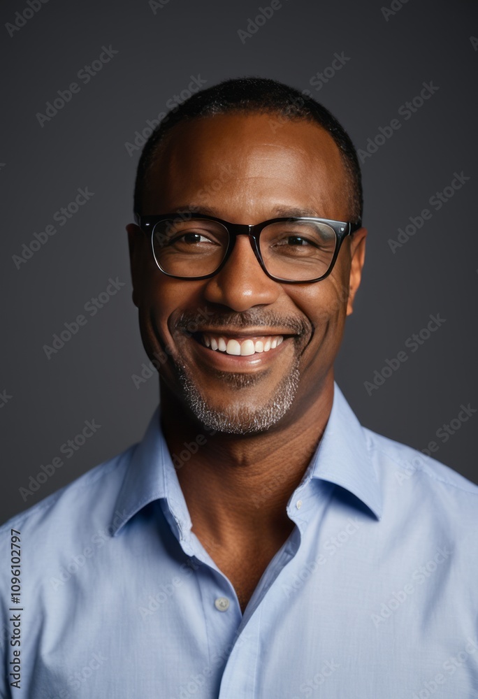 Handsome middle age man with glasses smiling over grey background black businessman portrait Ultra realistic Photorealistic hyperdetailed photography soft light head and shoulders portrait cover Handsome middle age man with glasses smiling over grey background black businessman portrait Ultra realistic Photorealistic hyperdetailed photography soft light head and shoulders portrait cover