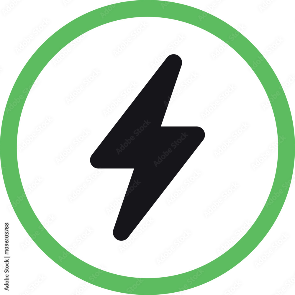 Electric power symbol. Round energy flash icon Electric power symbol. Round energy flash icon