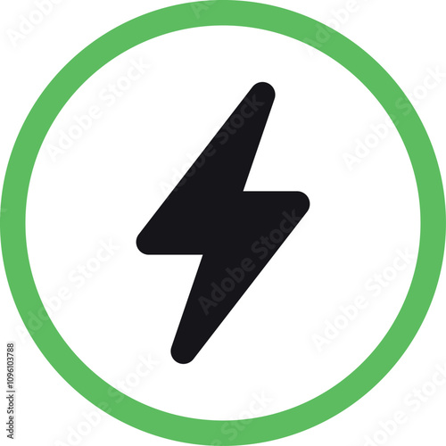 Electric power symbol. Round energy flash icon