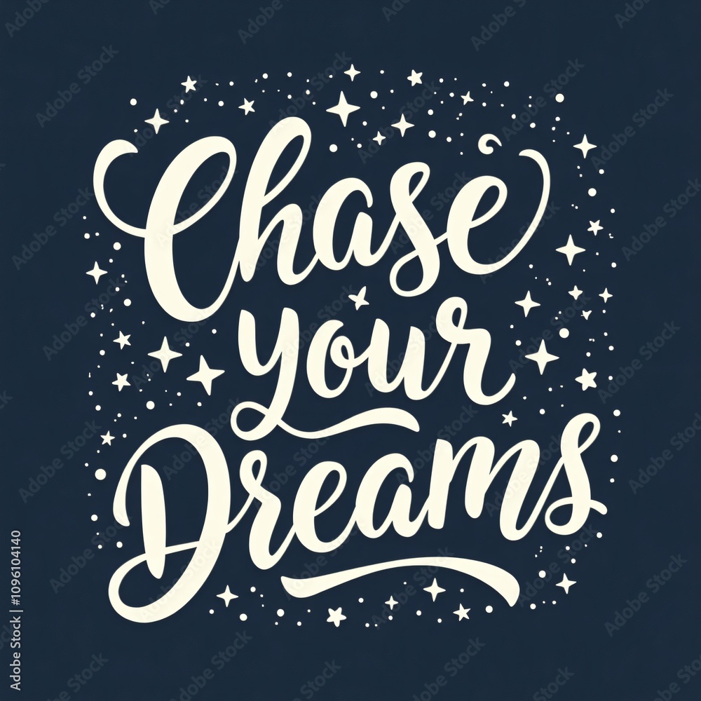 Whimsical Chase Your Dreams Typography Design with Stars Whimsical Chase Your Dreams Typography Design with Stars