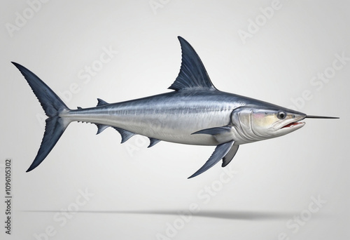  standard Swordfish right side view. Full figure visible, flat white background, no shadows, head and legs visible, ultra detailed, photorealistic 400mm lens, low angle 