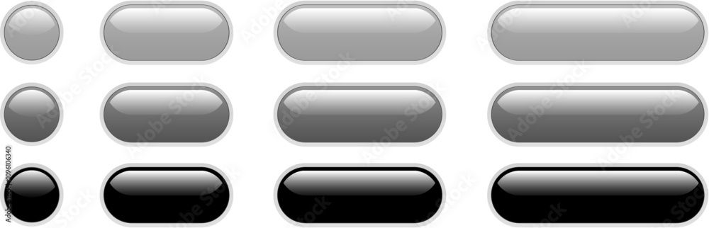 Buttons white, gray and black isolated, interesting navigation panel for website. Buttons white, gray and black isolated, interesting navigation panel for website.