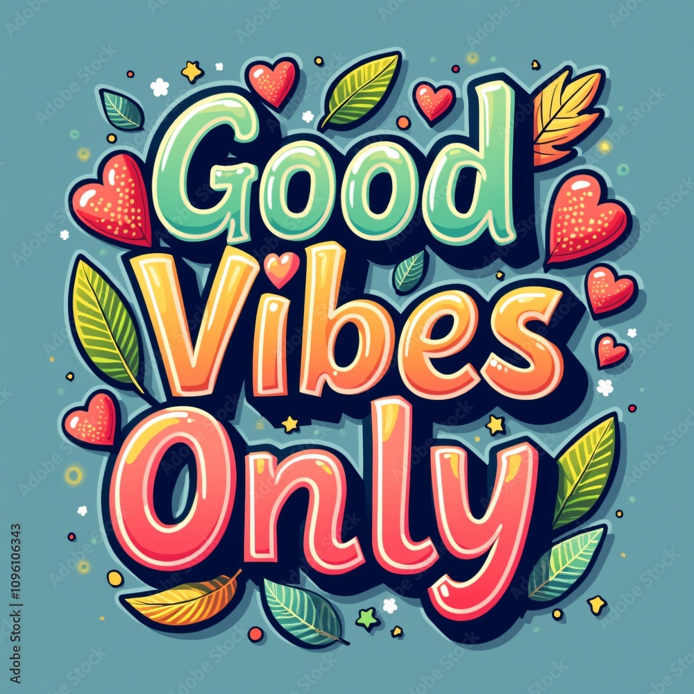 Fototapeta premium Good Vibes Only Colorful Typography Design T-Shirt