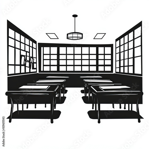 Classroom Silhouette, Black...