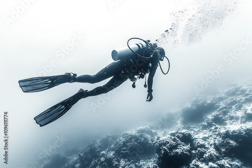 Diving On White Background