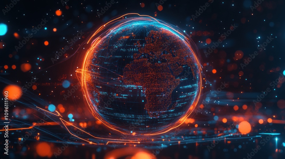 Digital Globe with Orange and Blue Lights Digital Globe with Orange and Blue Lights