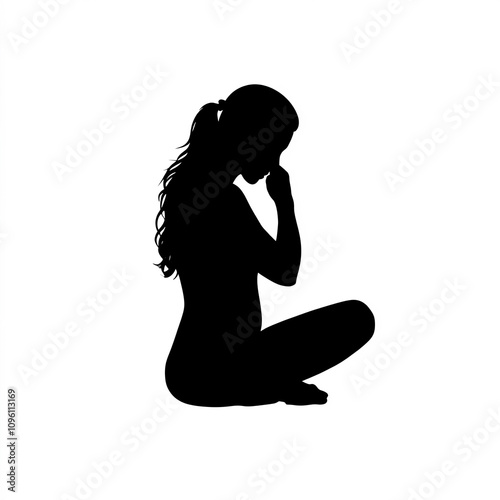 Kneeling Silhouette, Illust...