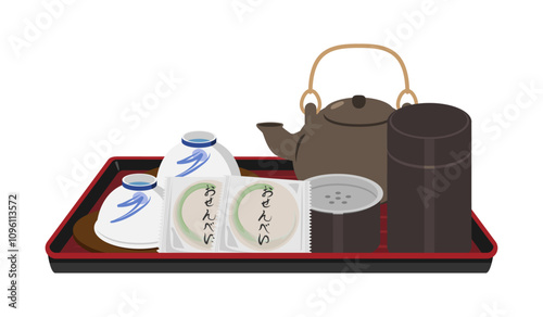 旅館のお茶セットのイラスト
