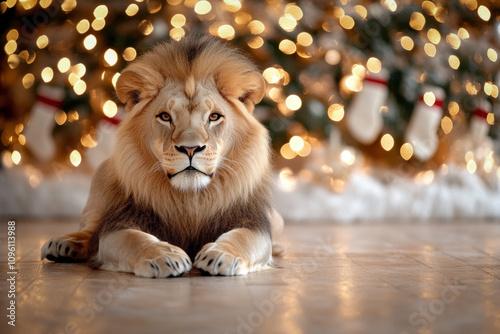Majestic Lion Peacefully Re...