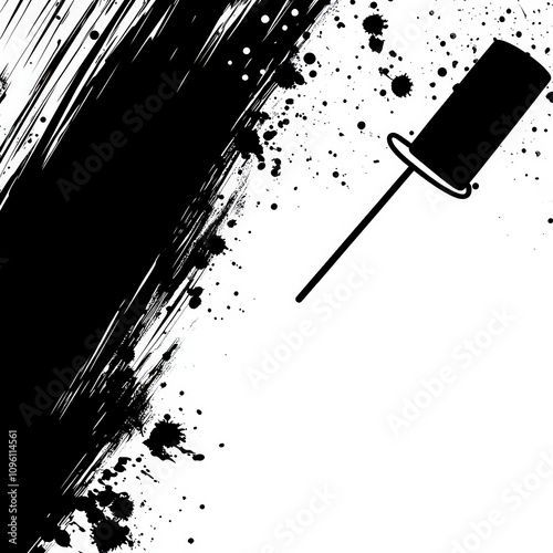 Paint Roller Silhouette, Bl...