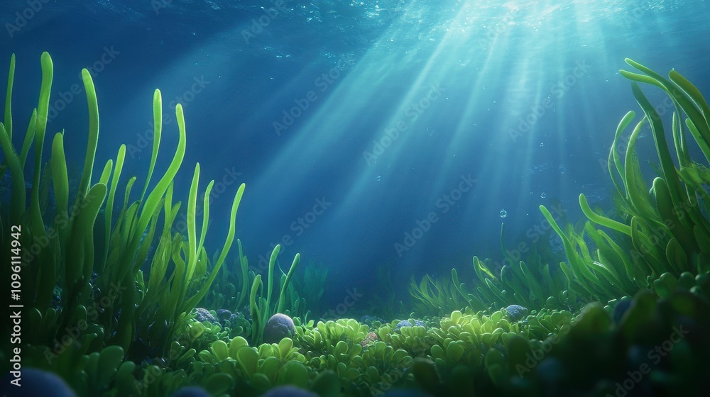 Fototapeta premium Seagrass in Sunlit Ocean Depths