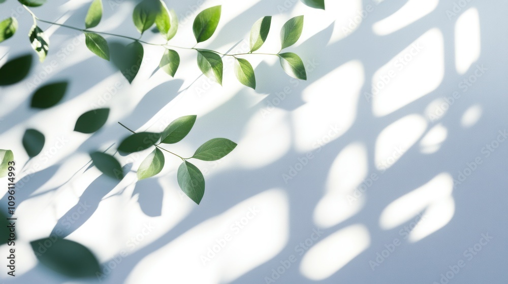 Abstract interaction of shadows from leaves and windows overlaying seamlessly on a white background Abstract interaction of shadows from leaves and windows overlaying seamlessly on a white background