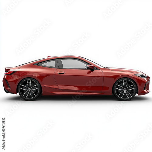 Red Car Side View Isolated