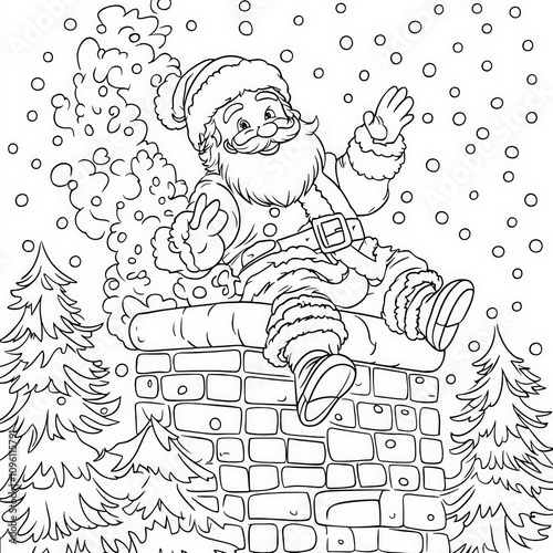 Santa Claus sliding down a ...