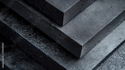 A sleek close-up of black geometric shapes, emphasizing their strong contrast and modern appeal