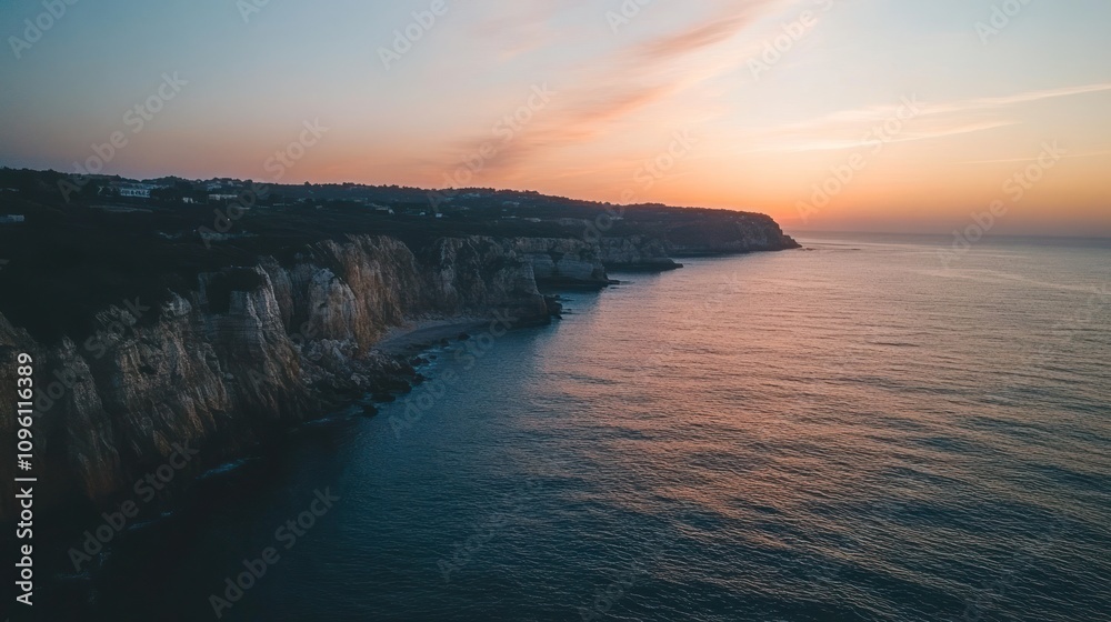 Cliffs and Sunset by the Sea
