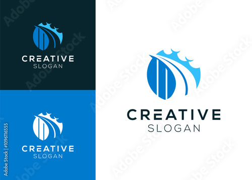 Road logo design. Abstract road logo with negative space style