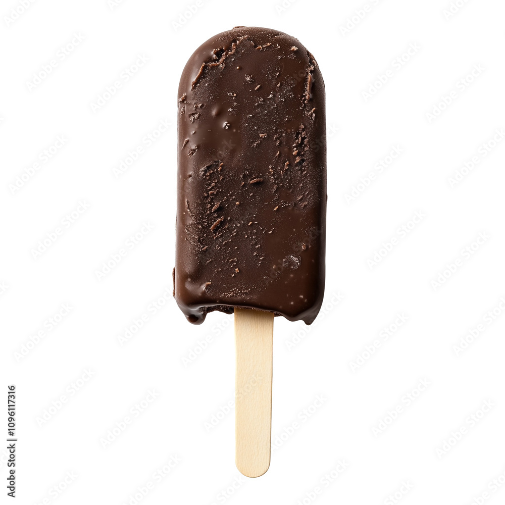 Chocolate Ice Cream Bar on Stick Isolated on White and Transparent Background Chocolate Ice Cream Bar on Stick Isolated on White and Transparent Background