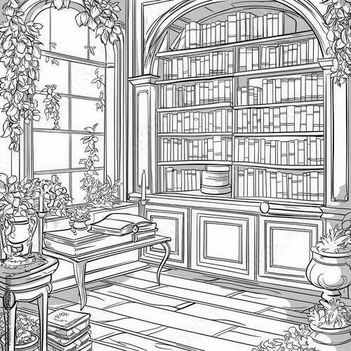 A magical library with floa...