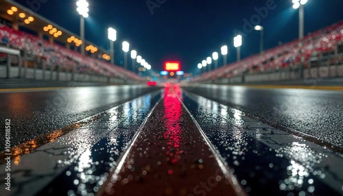 Wet Asphalt Reflections at Las Vegas F1 Circuit