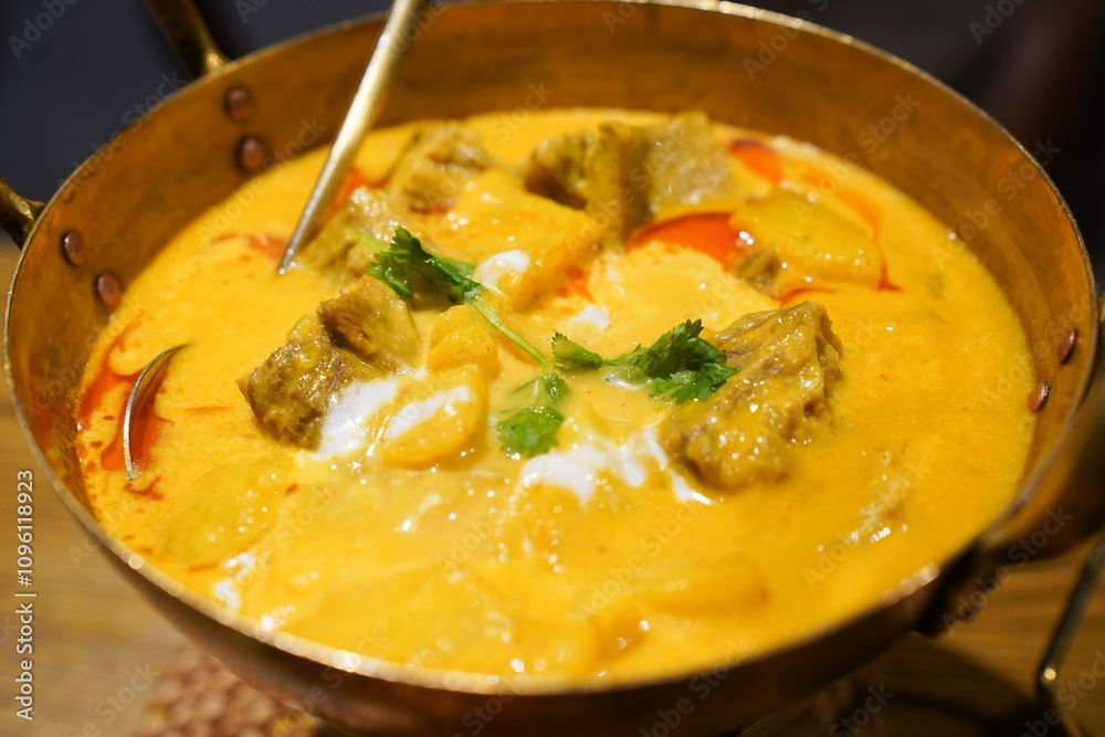curry with beef and potatoes, thai food