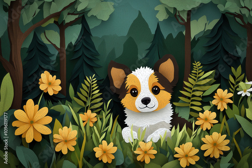 Cute puppy paper piecing il...