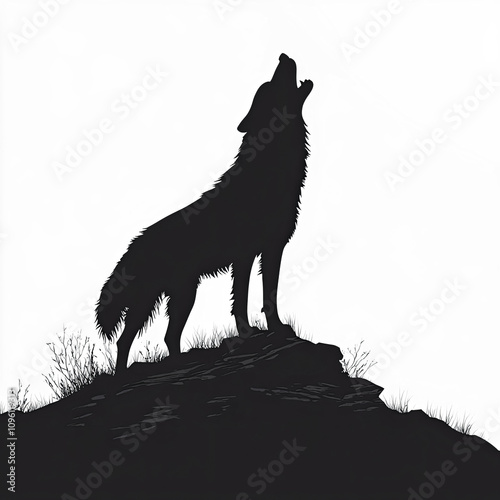 Howling Wolf Silhouette, Il...