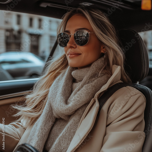 Girl In Car Isolated