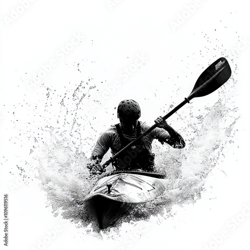 Kayaker Silhouette, Black A...
