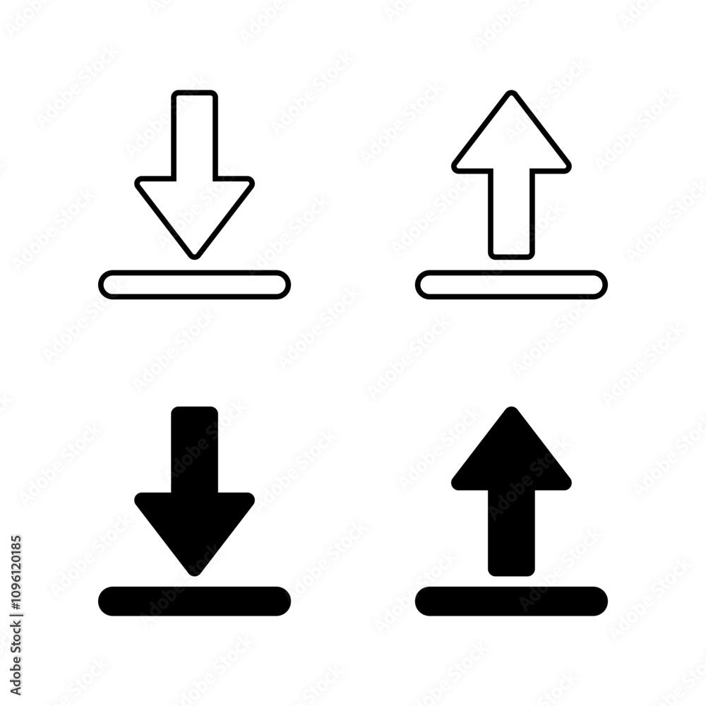 Download and upload icon in generic design. Downloading and uploading sign symbol Download and upload icon in generic design. Downloading and uploading sign symbol