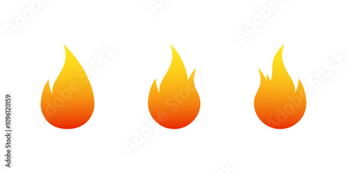 Fire gradient in flat style. Blaze, flame, burn sign symbol