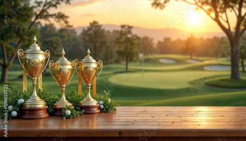 Awards and Ribbons with Golf Course at Dawn