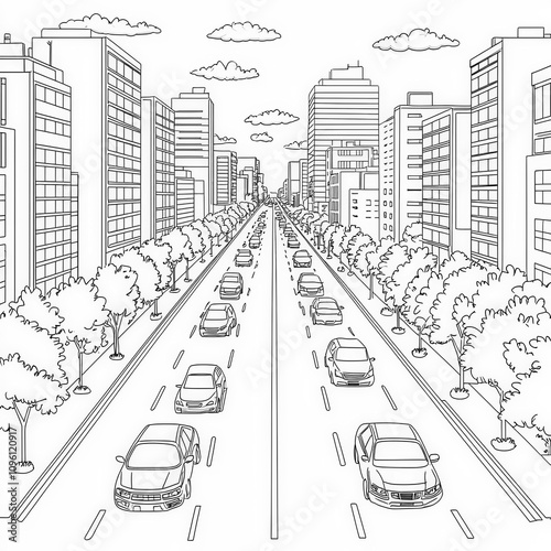 A bustling city street with...