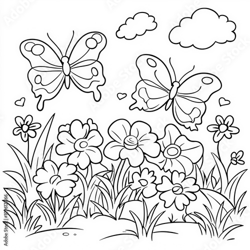 A peaceful meadow with butt...