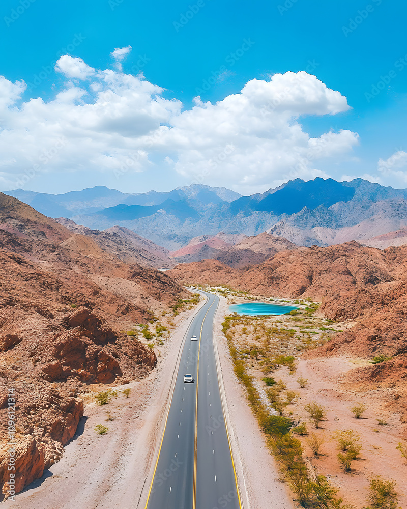 A road of travel through unique landscapes. Landmarks by road by car through nature and a passion for traveling around the world A road of travel through unique landscapes. Landmarks by road by car through nature and a passion for traveling around the world