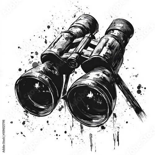 Binoculars Silhouette, Blac...