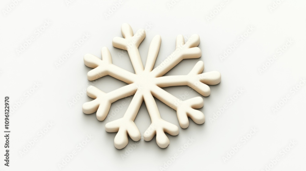 A simple, stylized snowflake design in a light color against a plain background. A simple, stylized snowflake design in a light color against a plain background.