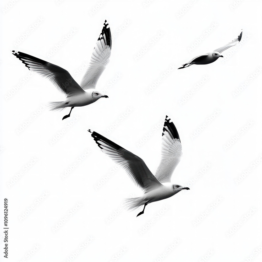 Obraz premium Seagulls Flying Isolated
