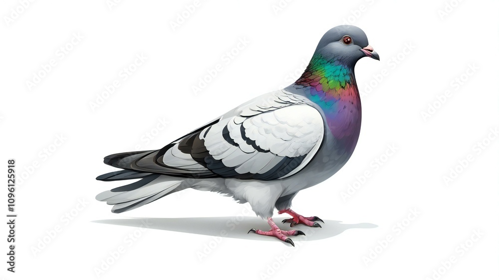 Naklejka premium pigeon on white