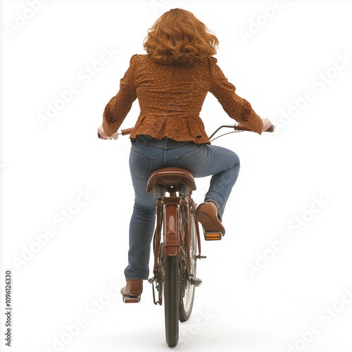 Woman On Bike Isolated