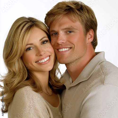 Young Couple Kissing Isolated