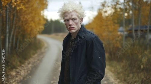 Young Person on a Quiet Autumn Road