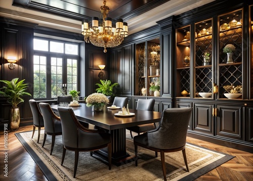 Black Dining Room Macro Photography - Interior Design