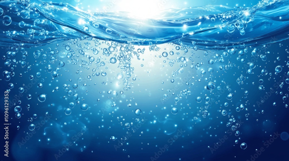 Stunning Underwater Bubbles, Sparkling Water Stunning Underwater Bubbles, Sparkling Water
