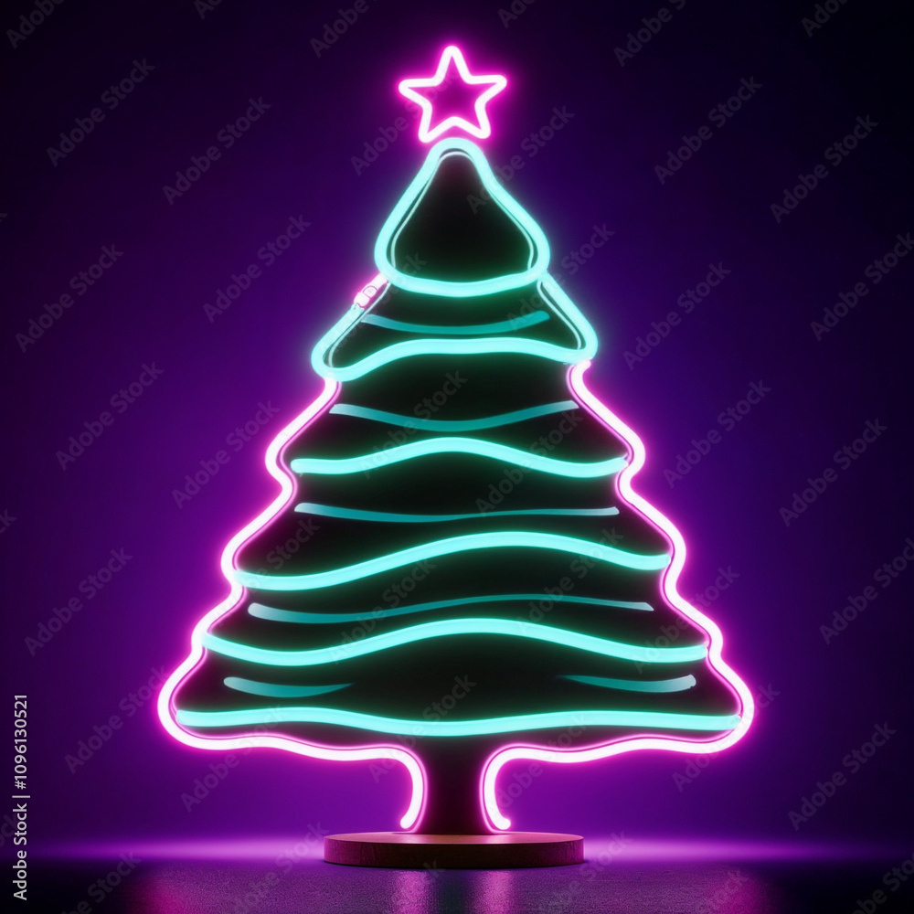 decorated christmas tree neon light decorated christmas tree neon light