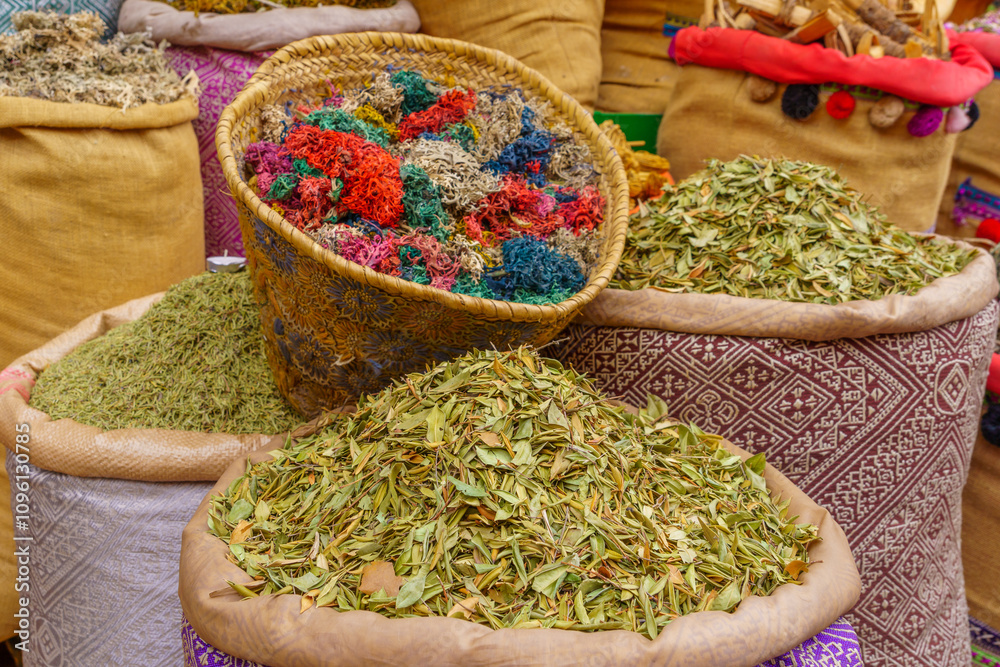 Herbs on display for sale, Medina of Marrakesh