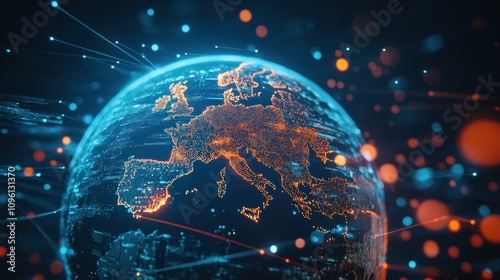Digital Globe with Europe in Focus
