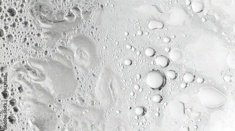 Raindrops on a smooth pane, creating soft flowing patterns with bubble textures Raindrops on a smooth pane, creating soft flowing patterns with bubble textures