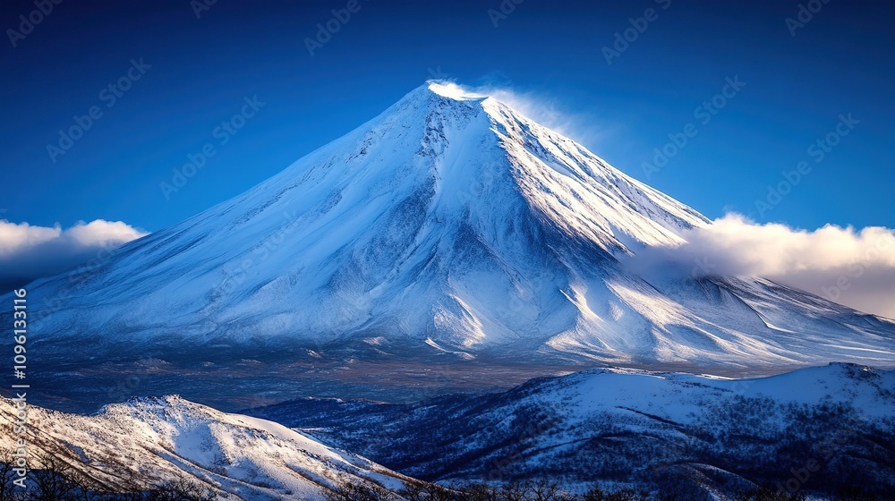 Stunning winter view of snowy mountains under clear blue sky during the day Stunning winter view of snowy mountains under clear blue sky during the day